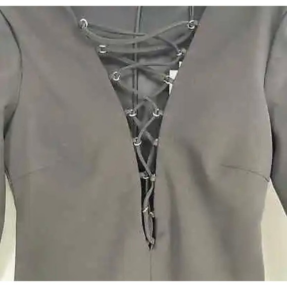 ZARA Black Ribbon Tie Front V-Neck Bodysuit, Size L * wom260 - Picture 3 of 7